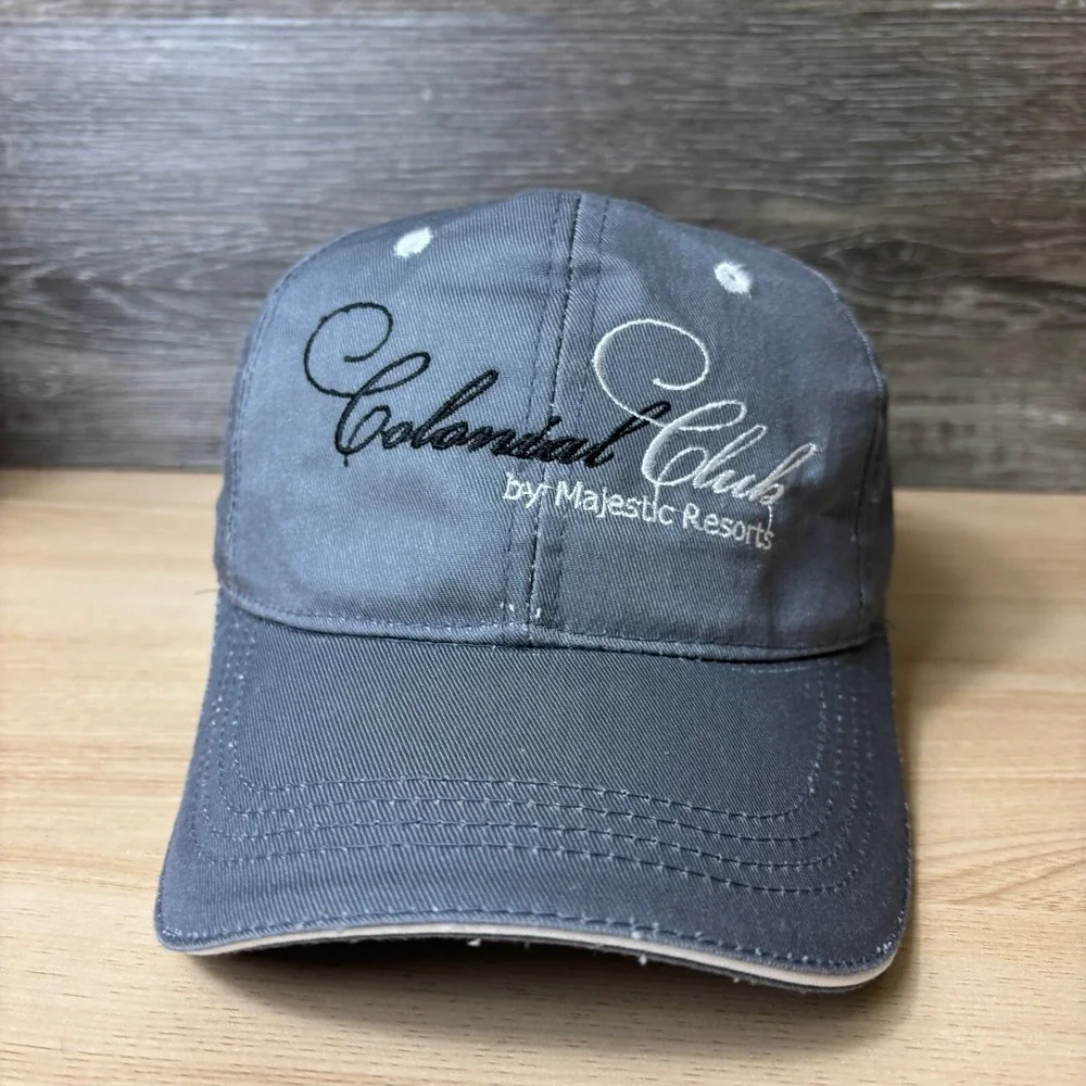 Colonial Club Hat Cap Strap Back Gray Golf‎ Golfing Adjustable
